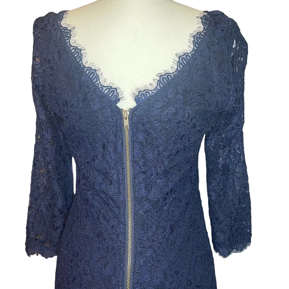 Diane von Furstenberg Zarita Scoop Dress Navy Lace size 8 - Picture 6 of 16